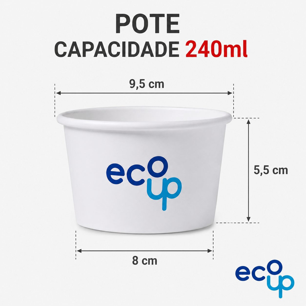 Pote de papel biodegradável 240ml Ecoup Brasil