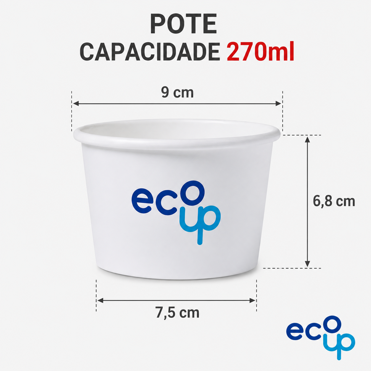 Pote de papel biodegradável 270ml Ecoup Brasil