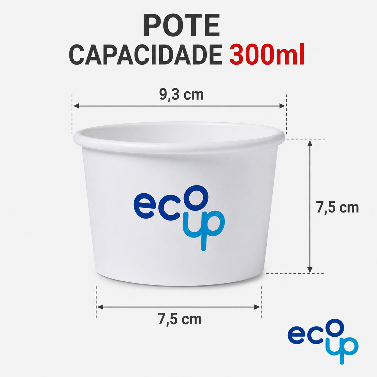 Pote de papel biodegradável 300ml Ecoup Brasil