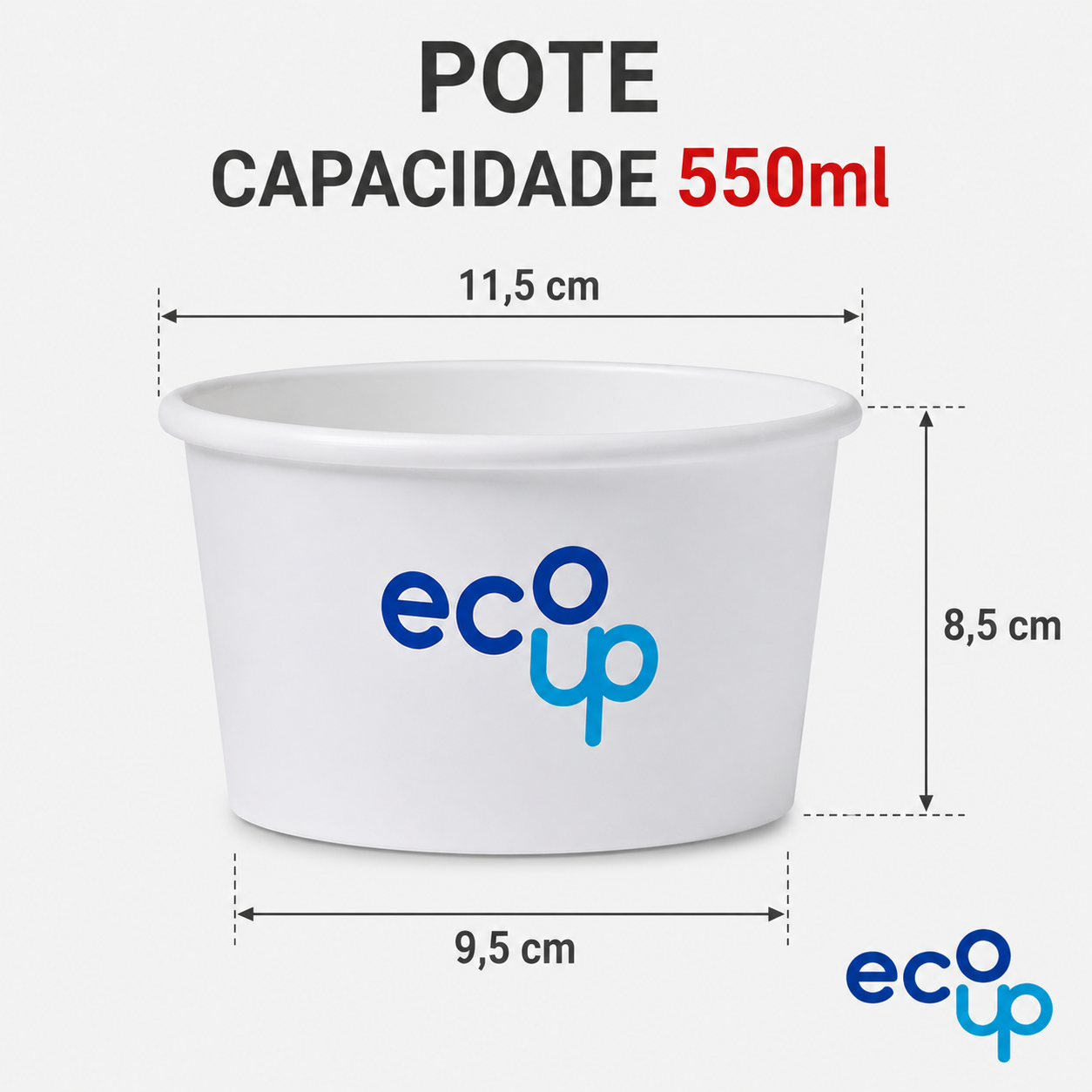 Pote de papel biodegradável 550ml Ecoup Brasil